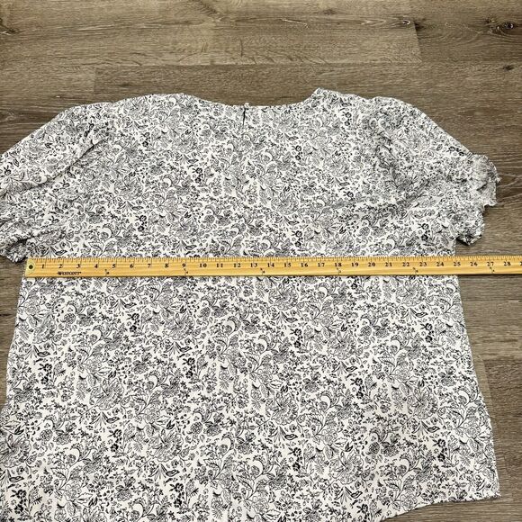 Lane Bryant Puff Sleeve Blouse Size 20 White Single Button Keyhole Closure Femme - Picture 7 of 11